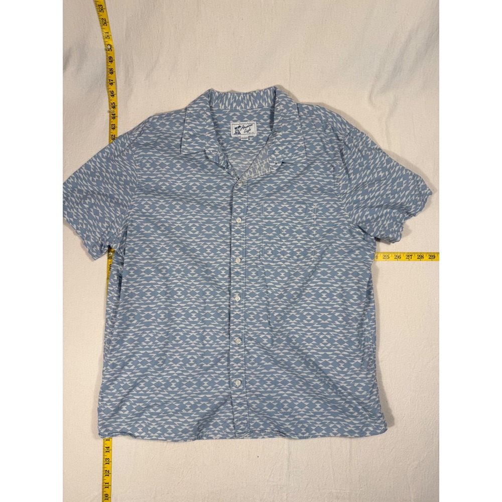 American Eagle Button Down Mens XXL Blue Geometric Short Sleeve Shirt